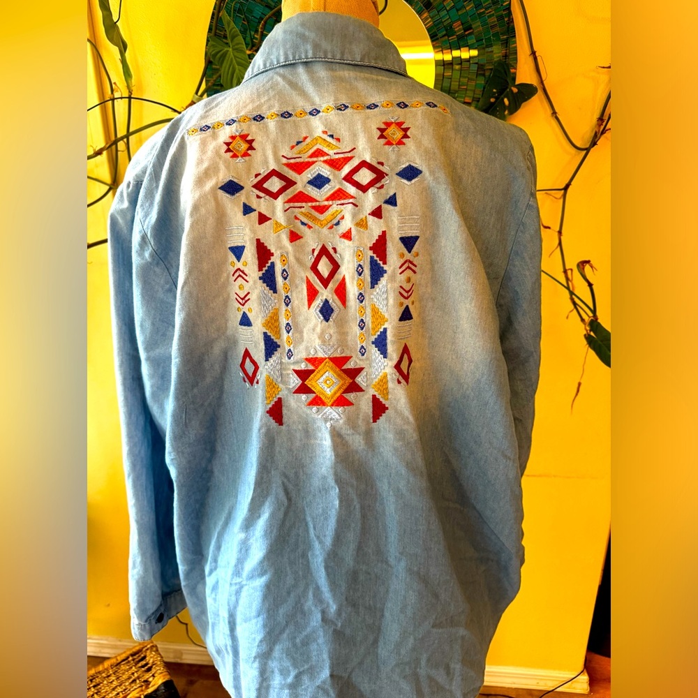 Denim Aztec button up